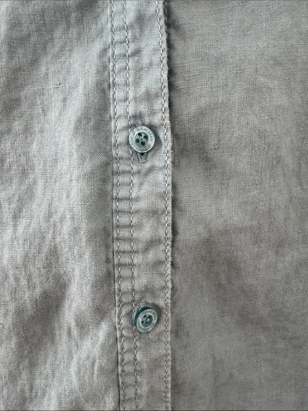 Donna Karan Dusty Teal Linen Button-Up Shirt Large